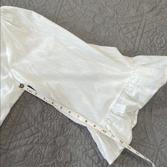 Kenar White Blouse ruffled bell sleeves, size medium - Picture 8 of 12
